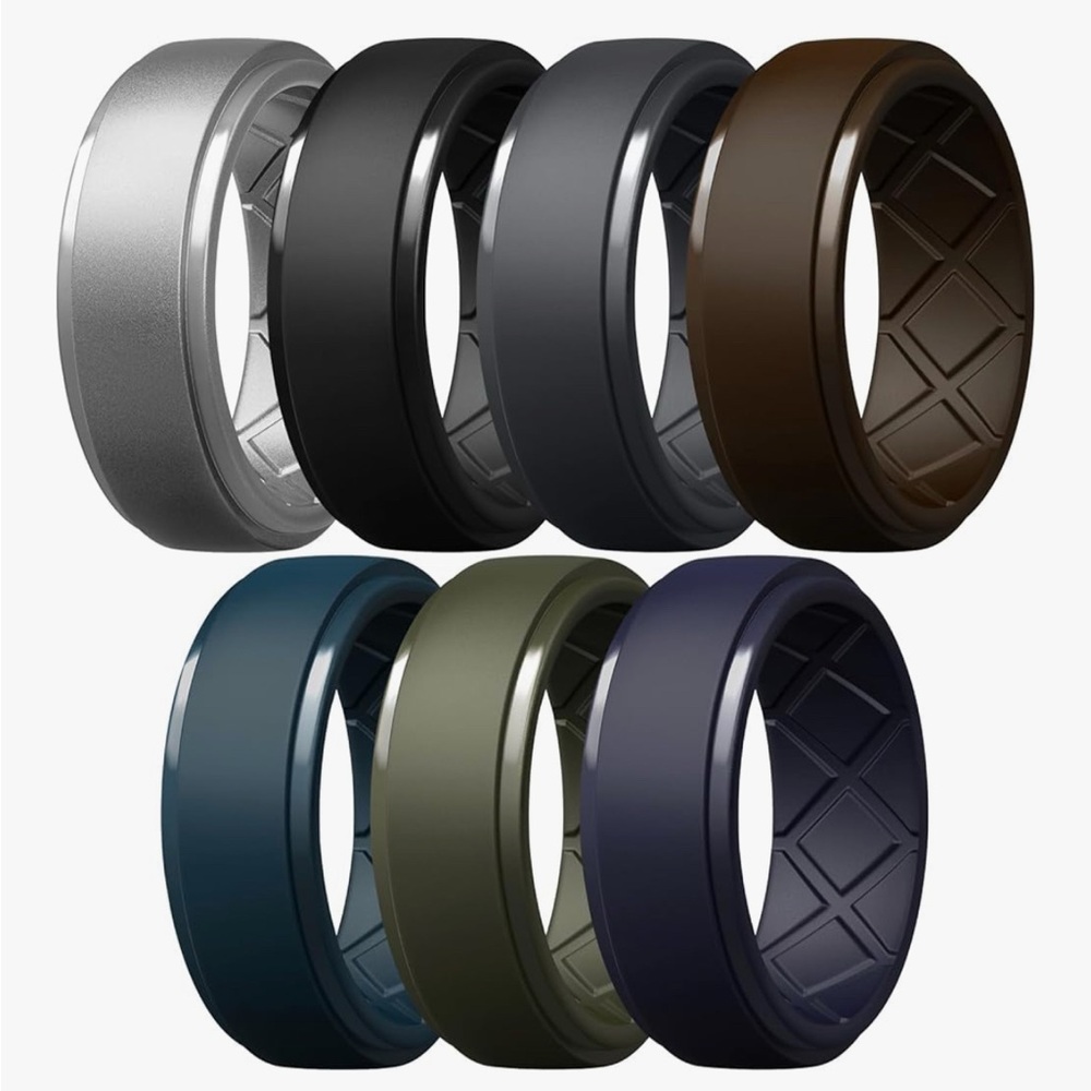 Egnaro Men’s Silicone Rings 10mm Wide 2.5mm Thick Wedding Bands Fits 11.5-12